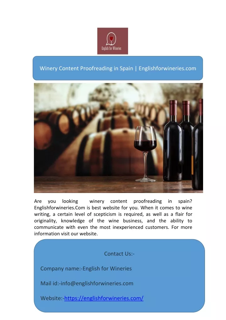 winery content proofreading in spain