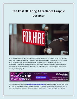 The Cost Of Hiring A Freelance Graphic Designer