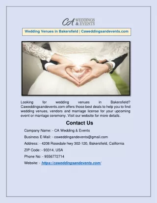 Wedding Venues in Bakersfield | Caweddingsandevents.com