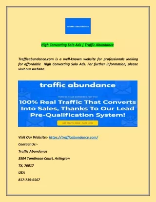high converting solo ads traffic abundance