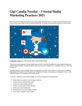 Gigi Catalin Neculai – 5 Social Media Marketing Practices 2021