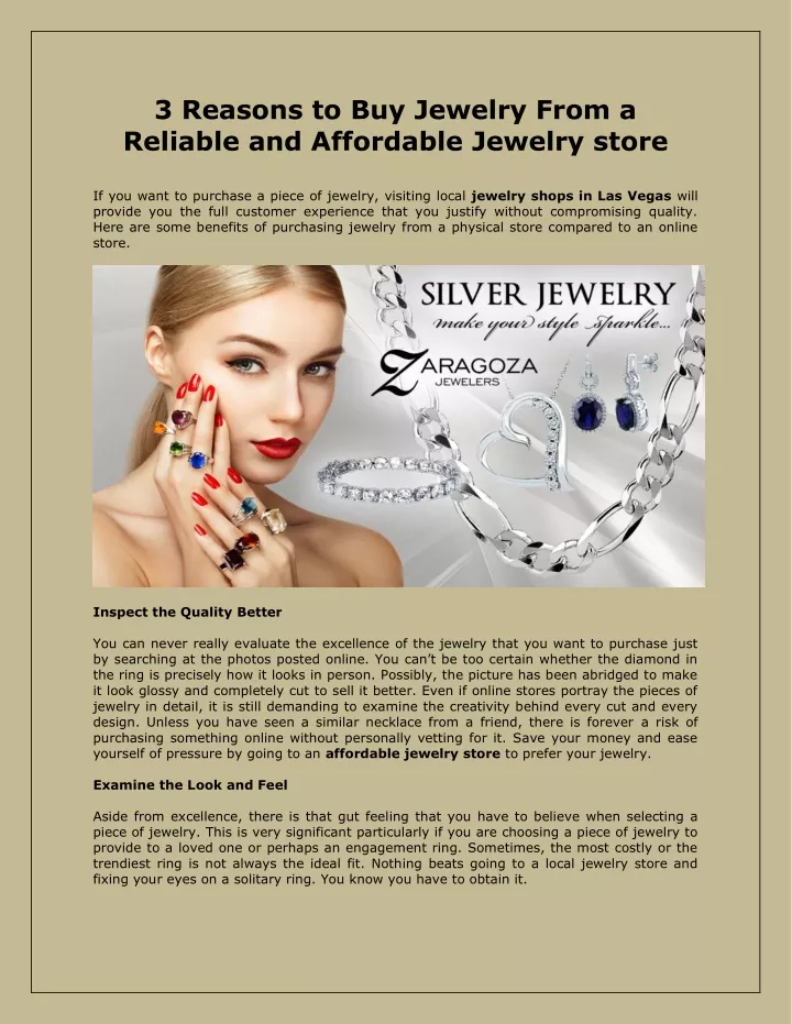 3 reasons to buy jewelry from a reliable