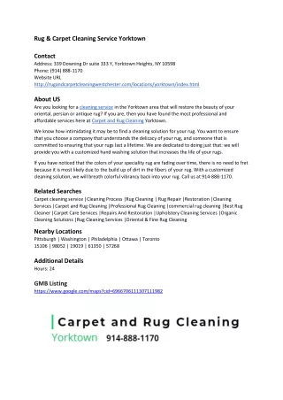 Rug & Carpet Cleaning Service Yorktown