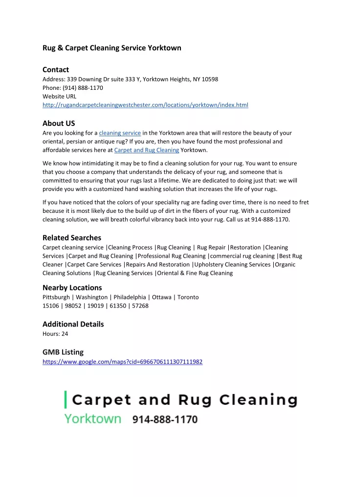 rug carpet cleaning service yorktown contact