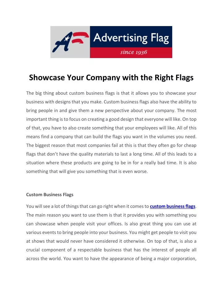 showcase your company with the right flags
