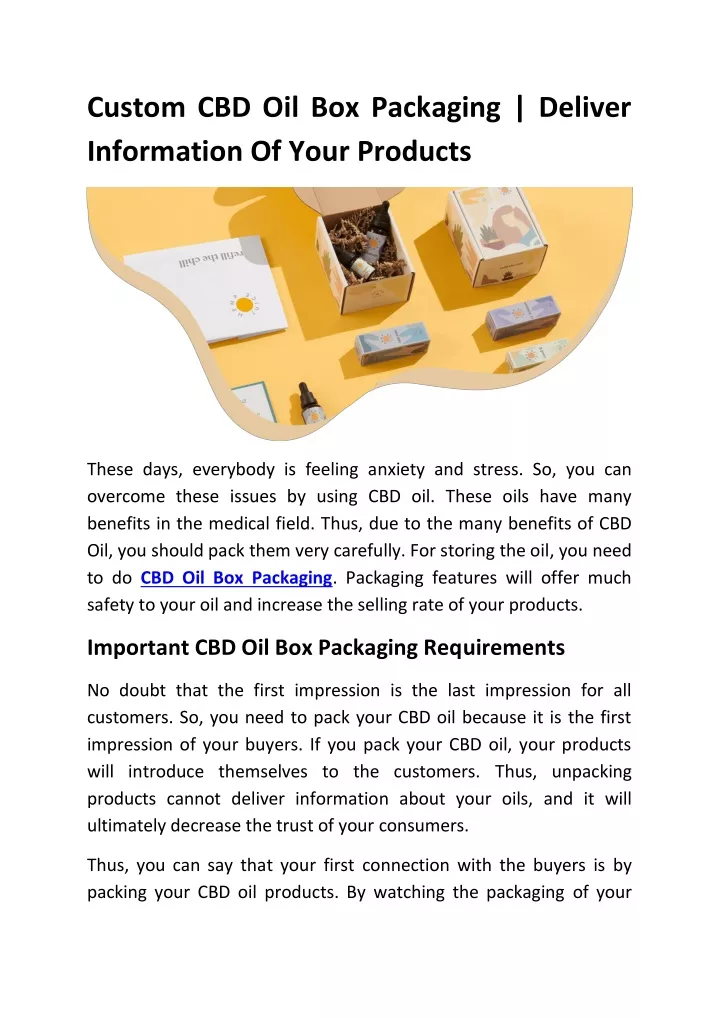 custom cbd oil box packaging deliver information