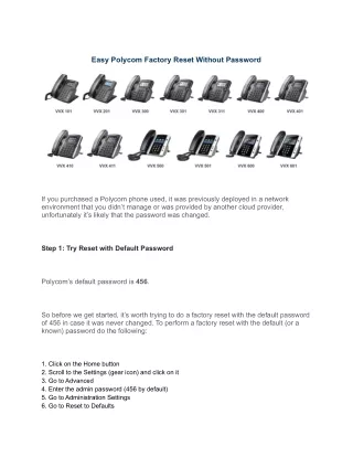 Easy Polycom Factory Reset Without Password