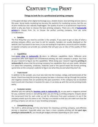 things to look for in a professional printing