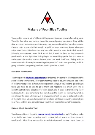 makers of four slide tooling