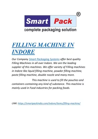 FILLING MACHINE IN INDORE