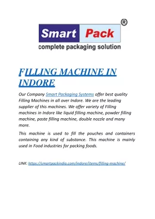 FILLING MACHINE IN INDORE