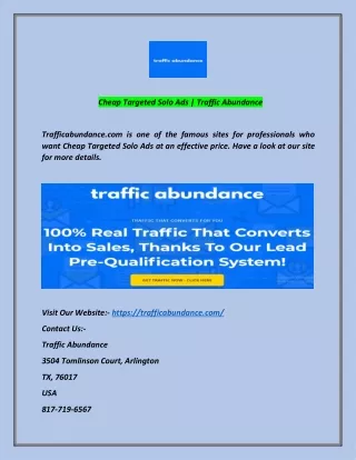 Cheap Targeted Solo Ads | Traffic Abundance