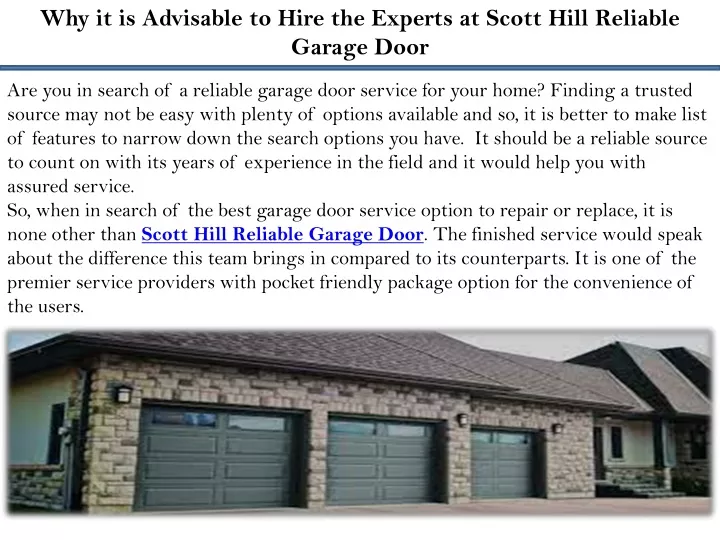 why it is advisable to hire the experts at scott