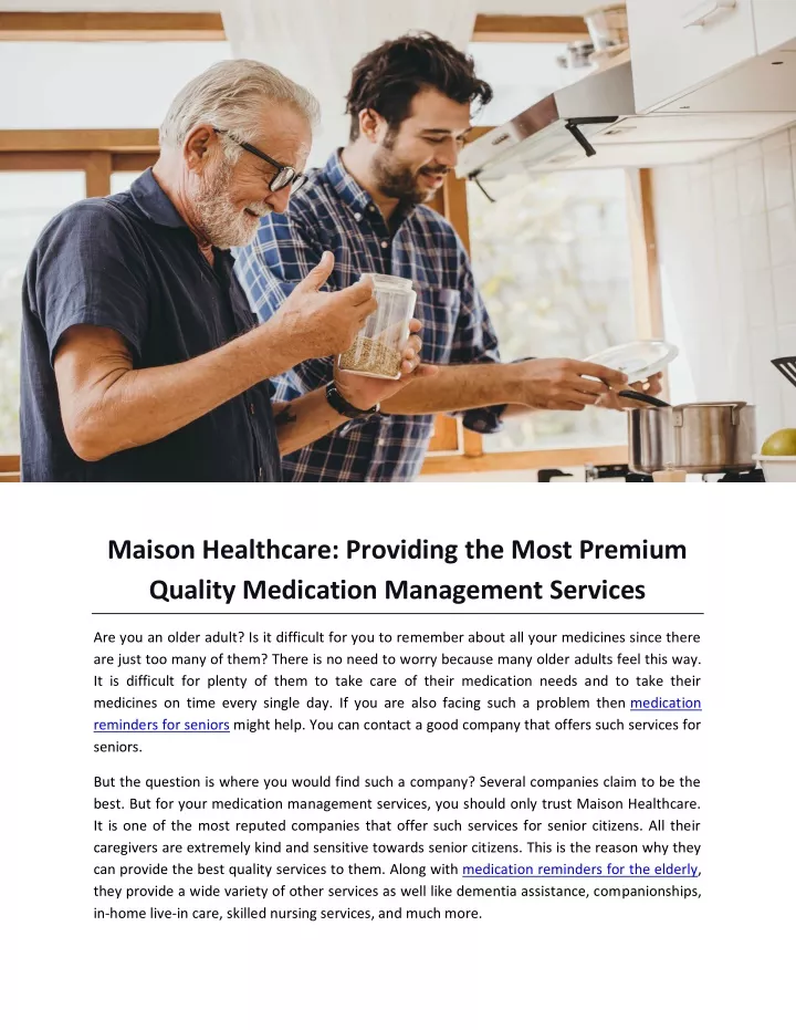 maison healthcare providing the most premium