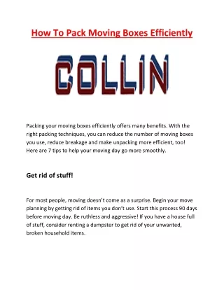 how to pack moving boxes efficiently