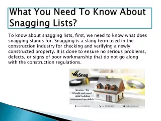 what you need to know about snagging lists