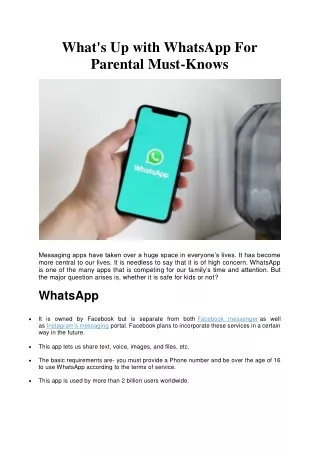 What's Up with WhatsApp For Parental Must-Knows