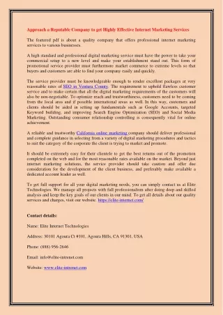 approach a reputable company to get highly