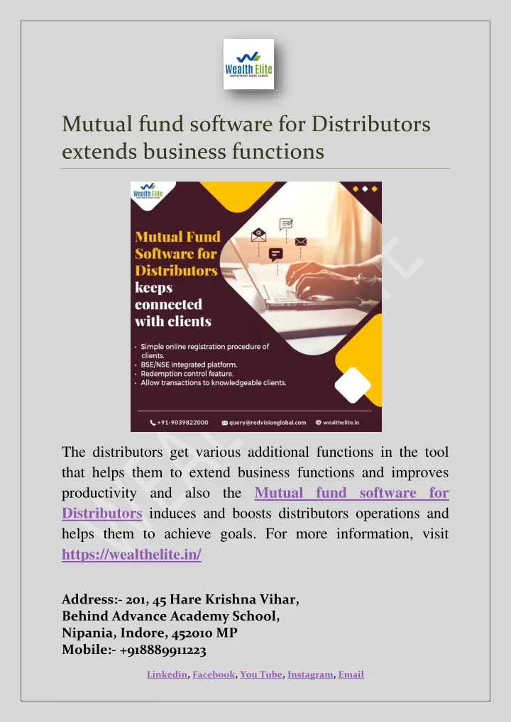 mutual fund software for distributors extends