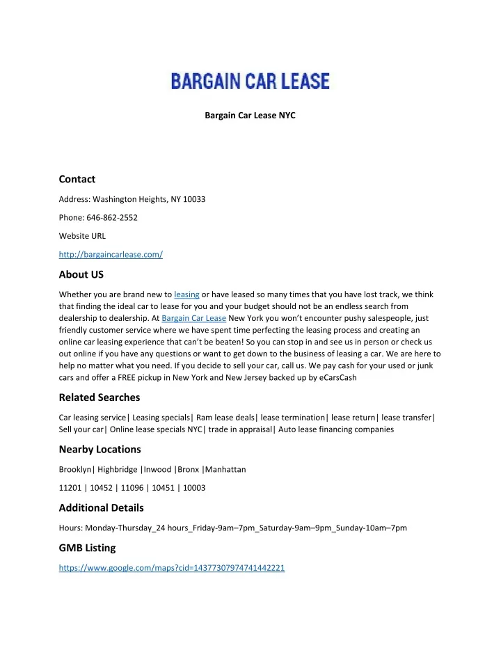 bargain car lease nyc