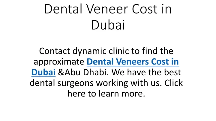 dental veneer cost in dubai