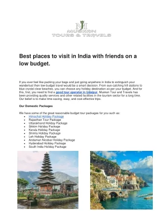 Best places to visit in India with friends on a low budget