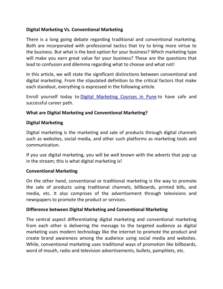 digital marketing vs conventional marketing