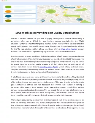 sage workspace providing best quality virtual