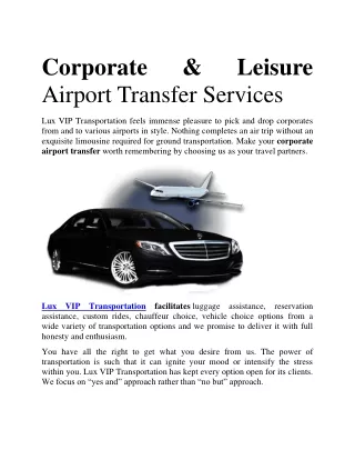 corporate airport transfer services