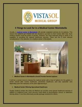 5 Things to Look for in a Medical Center Montebello