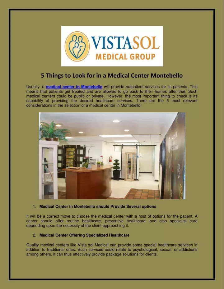 5 things to look for in a medical center