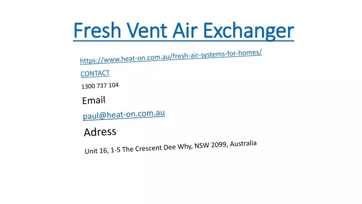 fresh vent air exchanger