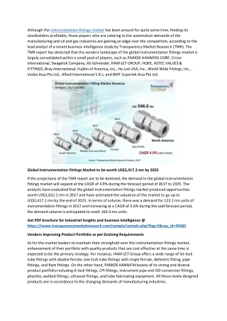 although the instrumentation fittings market