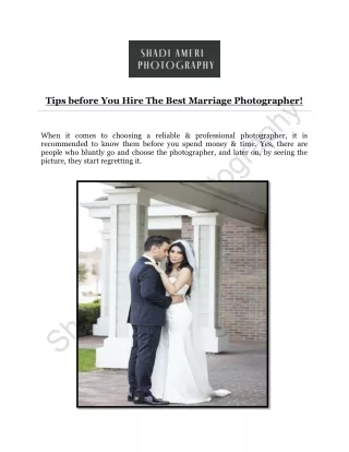 Tips before You Hire The Best Marriage Photographer!