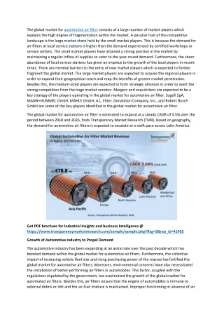 the global market for automotive air filter
