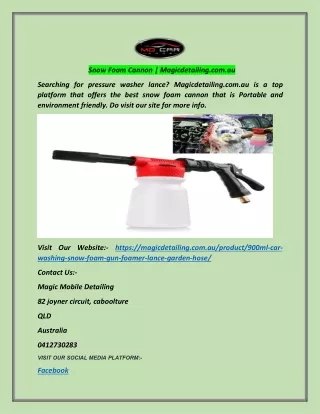 snow foam cannon magicdetailing com au