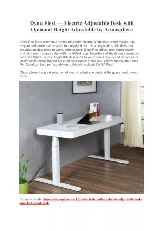 Dyna Flexi — Electric Adjustable Desk with Optional Height Adjustable