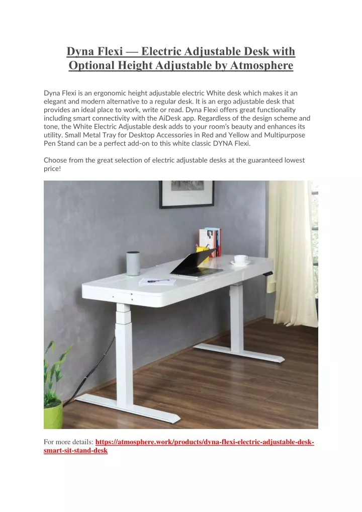 dyna flexi electric adjustable desk with optional