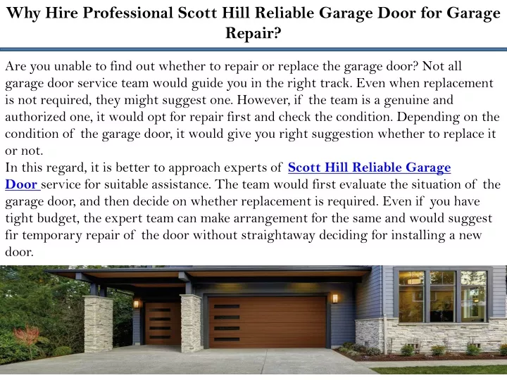 why hire professional scott hill reliable garage