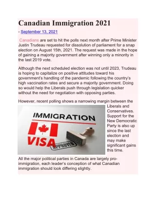 Canadian Immigration 2021