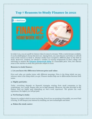 top 7 reasons to study finance in 2021