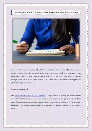 Importance of CLAT Mock Test Series in Exam Preparation