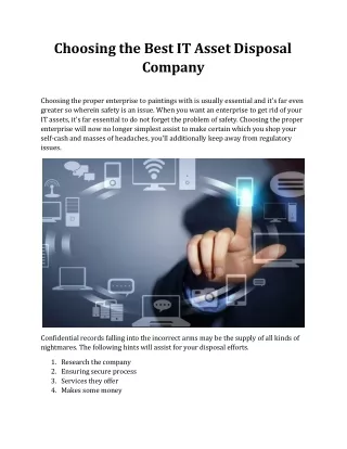 Choosing the Best IT Asset Disposal Company