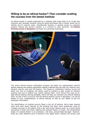 willing to be an ethical hacker then consider