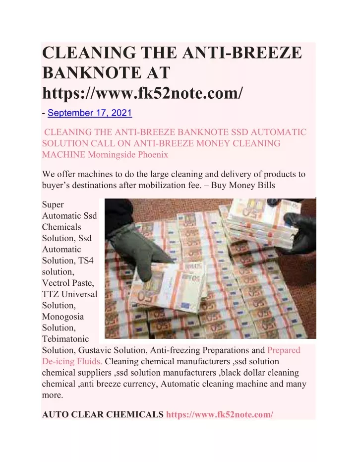 cleaning the anti breeze banknote at https