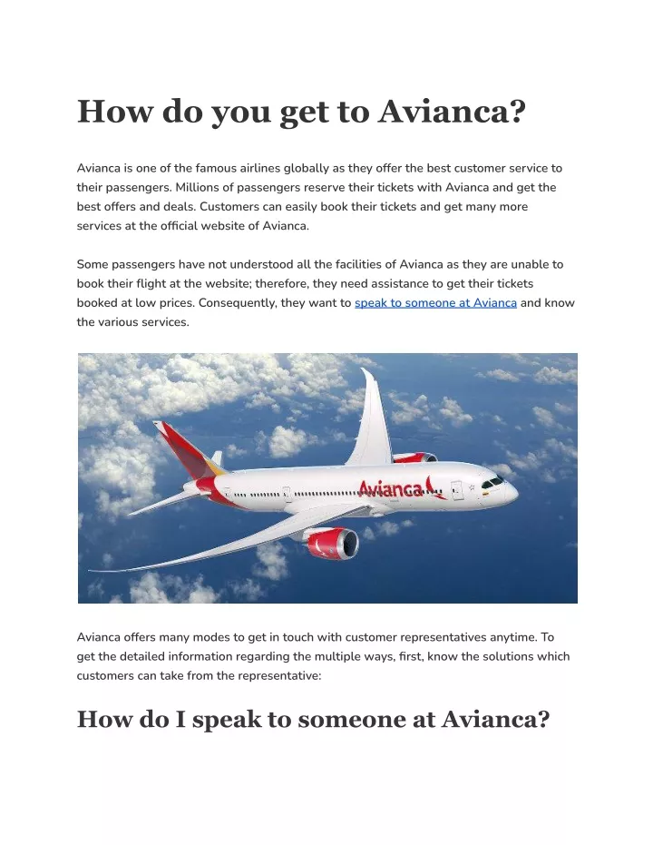how do you get to avianca
