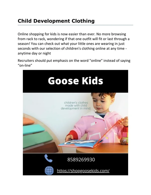 Child Development Clothing
