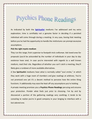 Psychics Phone Readings