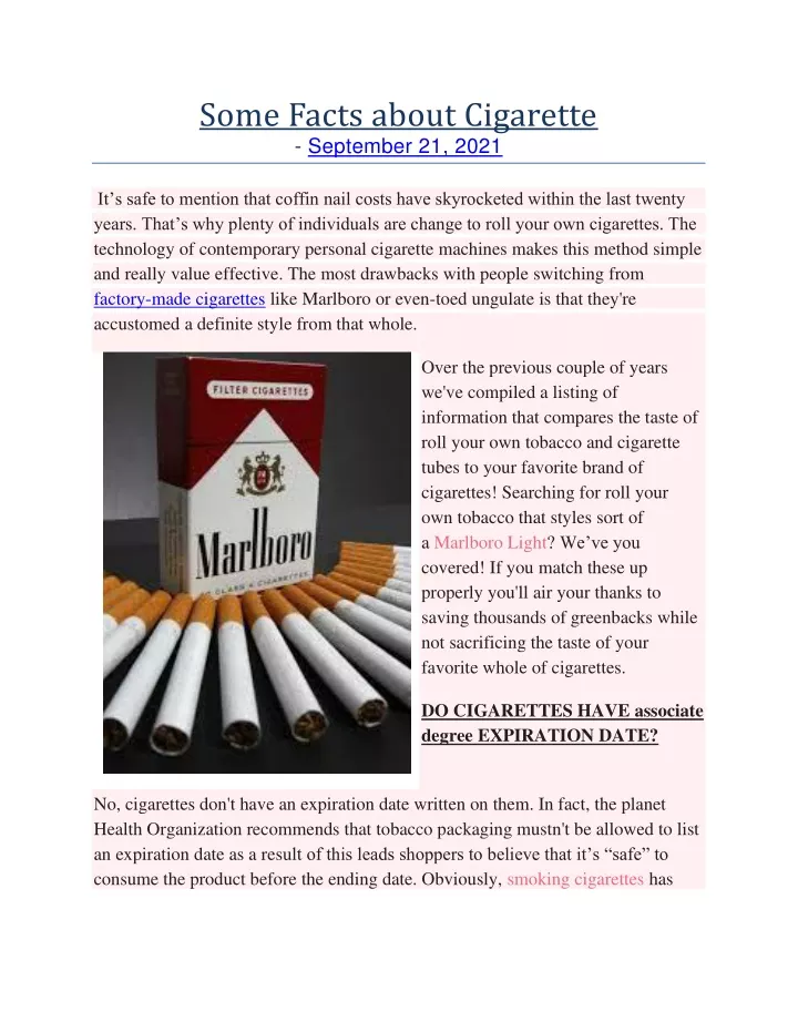 some facts about cigarette september 21 2021