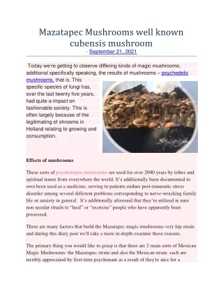 Mazatapec Mushrooms well known cubensis mushroom